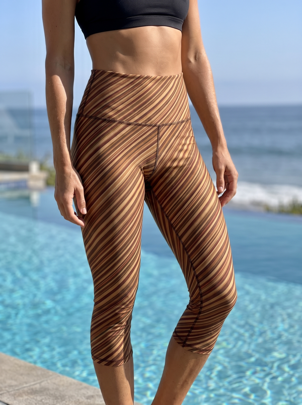 Striped Collection capri yoga leggings