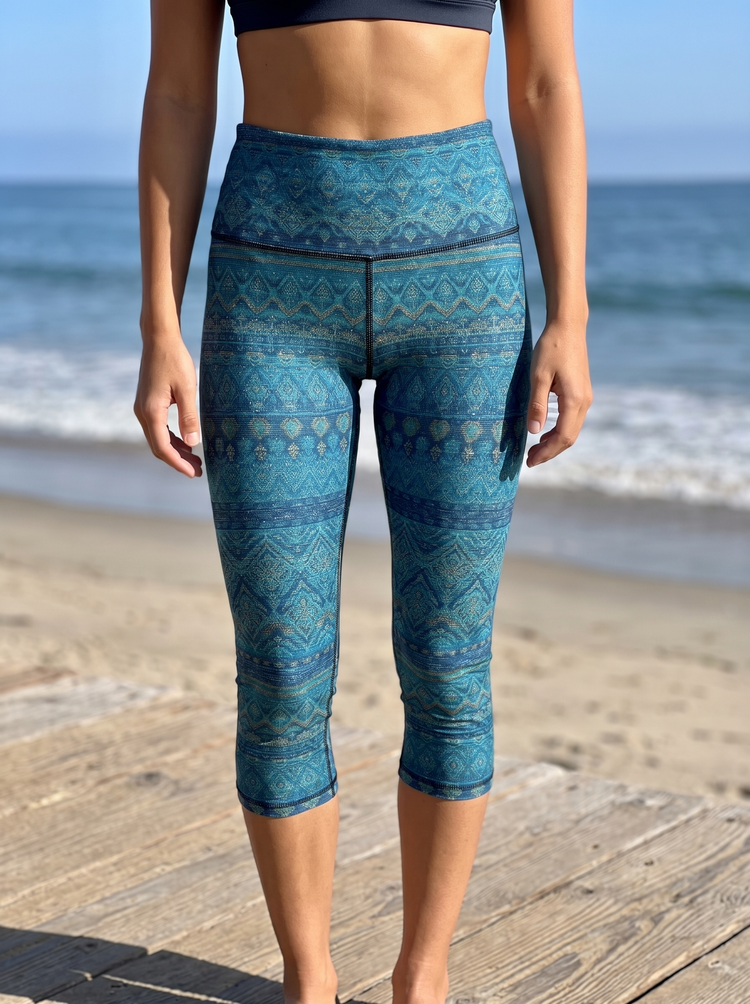 Women's Neon Aqua Serenade Yoga Capri Leggings