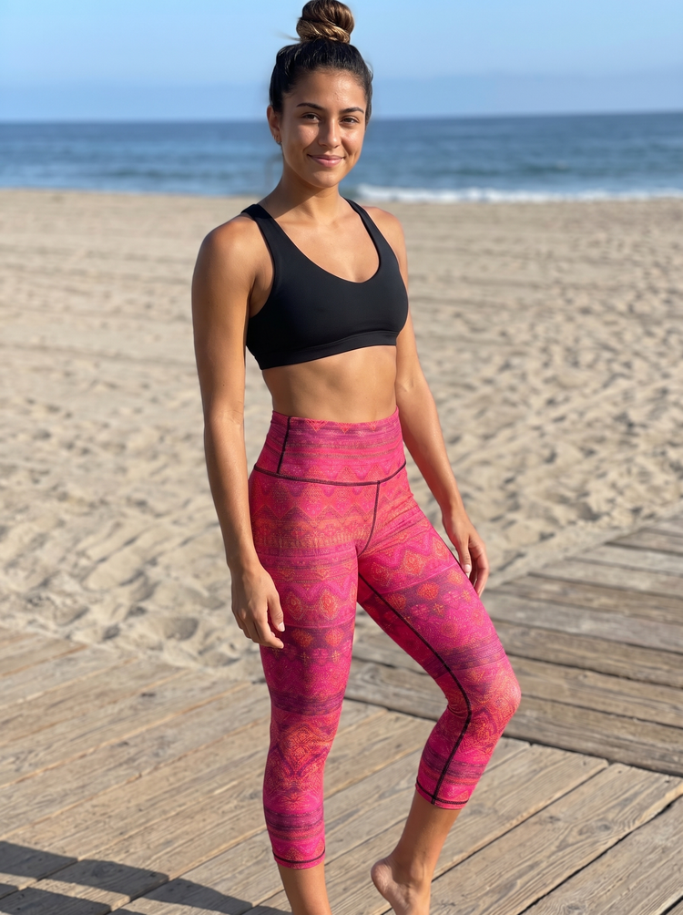 Women's Neon Pink Serenade Yoga Capri Leggings