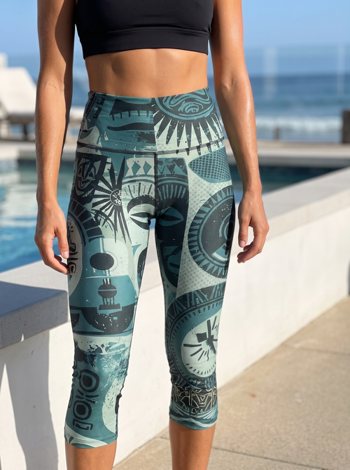 Transformative Teal Kahuna swim & gym high waisted leggings