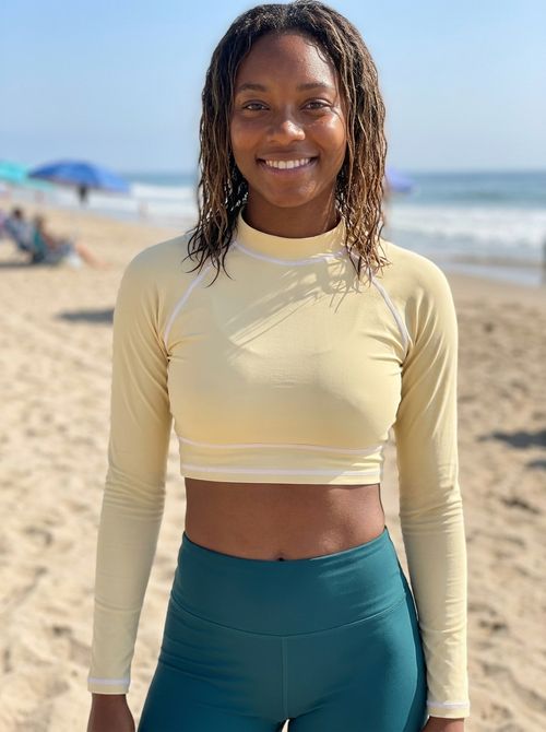 Women's Buttercream Crop Top Rash Guard Women's Crop-Top Rashguard — Lolekai