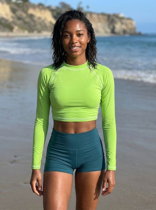 Women's Kiwi Crop Top Rash Guard Women's Crop-Top Rashguard — Lolekai