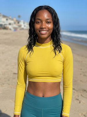 Women's Yellow Crop Top Rash Guard Women's Crop-Top Rashguard — Lolekai