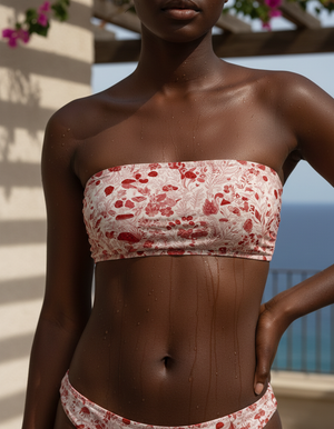 Fiery Red Meadow Bandeau Bikini Bandeau Bikini Top — Dripper