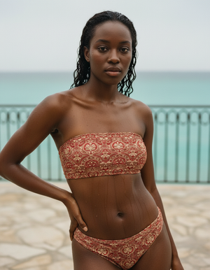 Fiery Red Rangoli Bandeau Bikini Bandeau Bikini Top — Dripper