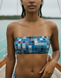 Blue Aura Kaleido Bandeau Bikini Top