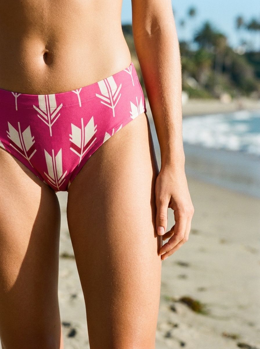 Hot Pink Tsubaki High-Waisted Bikini High-Waisted Bikini Bottom — Lolekai
