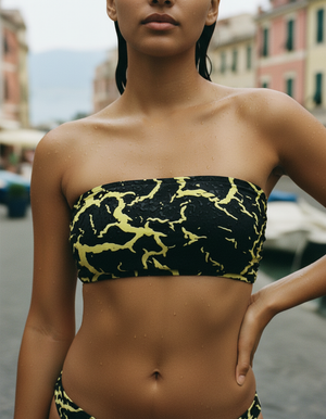 Lemon Yellow Vector Bandeau Bikini Bandeau Bikini Top — Dripper