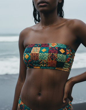 Transformative Teal Pulse Bandeau Bikini Bandeau Bikini Top — Dripper