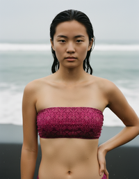 Hot Pink Lotus Bandeau Bikini Top