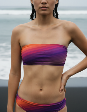 Tea Rose Ripple Bandeau Bikini Bandeau Bikini Top — Dripper