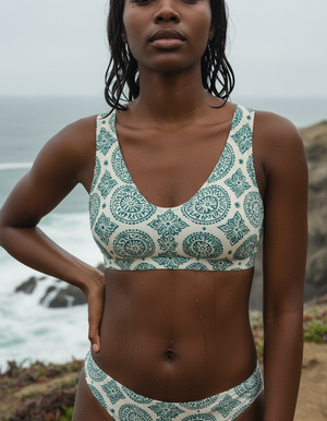 Turquoise Chroma Bikini Padded Bikini Top — Dripper