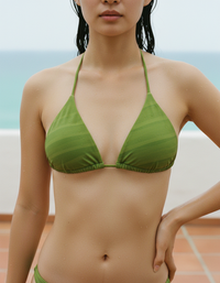 Lime Ripple Padded String Bikini Top
