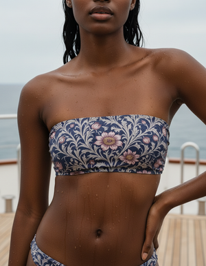 Burnished Lilac Acanthus Bikini Top Bandeau Bikini Top — Dripper