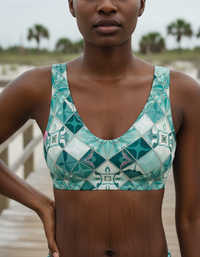 Transformative Teal Poppy Padded Bikini Top
