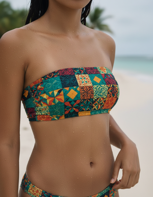 Hot Pink Pulse Bandeau Bikini Bandeau Bikini Top — Dripper