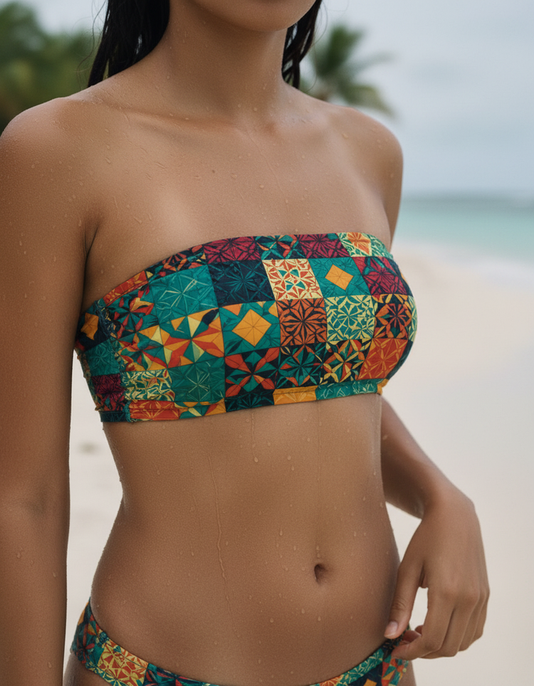 Hot Pink Pulse Bandeau Bikini Top