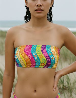 Hot Pink Hikari Bandeau Bikini Bandeau Bikini Top — Dripper