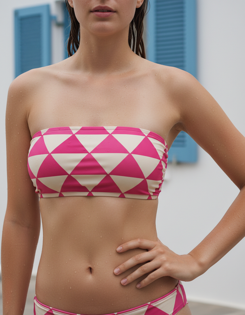 Electric Fuchsia Mizuki Bikini Top Bandeau Bikini Top — Lolekai