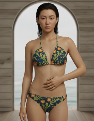 Lime Acanthus String Bikini Padded String Bikini Top — Dripper