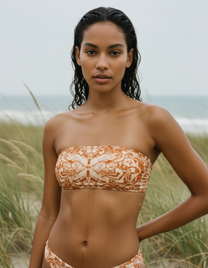 Burnt Sienna Burst Bikini Top Bandeau Bikini Top — Dripper