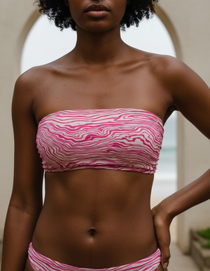 Hot Pink Yume Bandeau Bikini Bandeau Bikini Top — Dripper