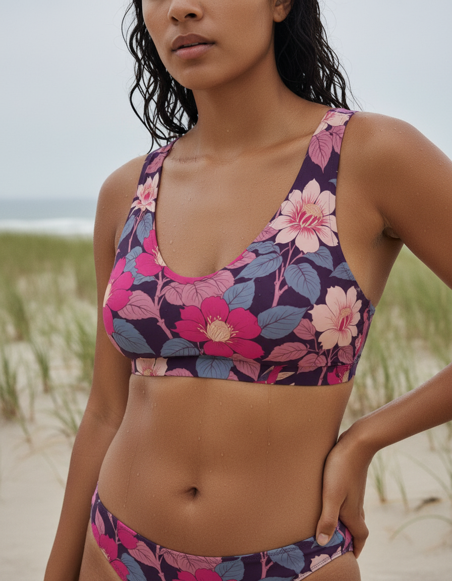 Bikini Top in Hot Pink Koi