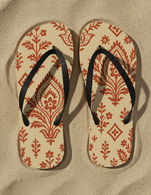 Indian Block Print flip-flops