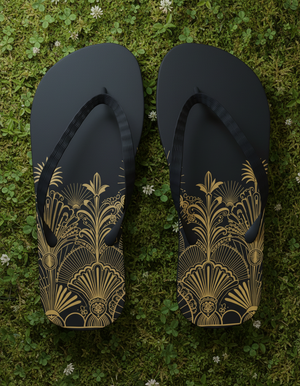 Gilded Deco flip-flops
