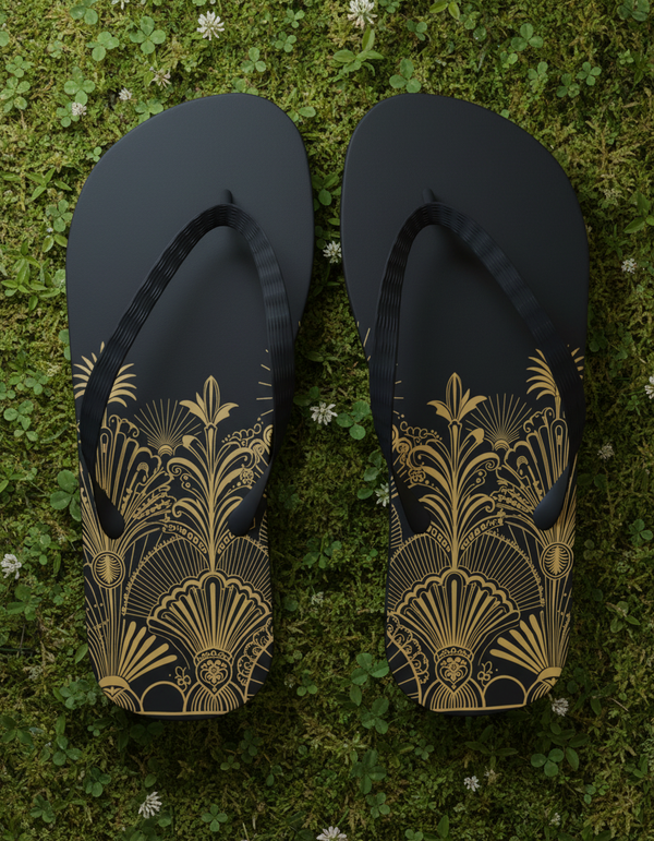 Gilded Deco flip flops