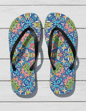 Geometric Azulejo flip-flops