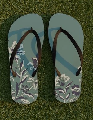 Transformative Teal Elysian flip flops
