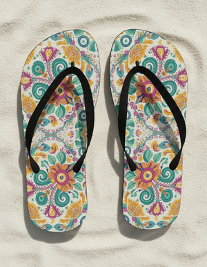 Bohemian Folk Embroidery flip-flops