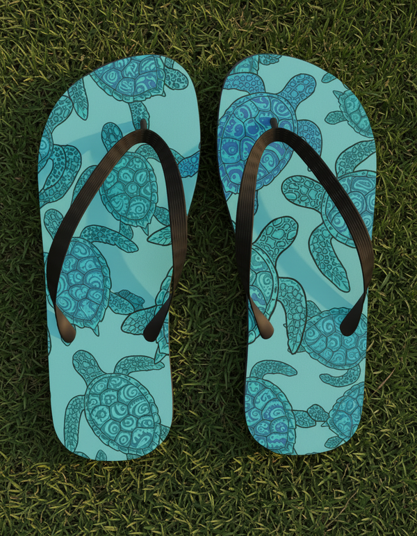 Oceanic Flow Aqua Flip Flops