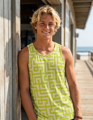 Men's Runway Chartreuse Kintsugi men's tank tops
