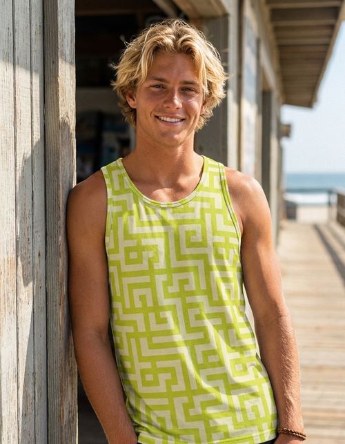 Runway Chartreuse Kintsugi Tank Top Men's Tank Top — Lolekai