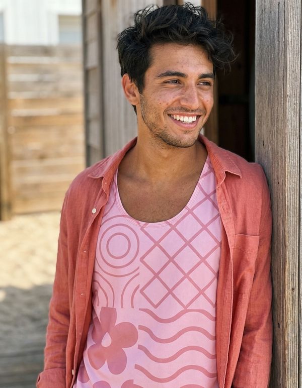 Men's Pink Graphic Patterns Tank Top