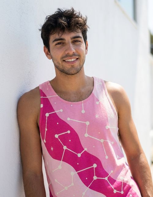 Hot Pink Nebula Tank Top Men's Tank Top — Lolekai