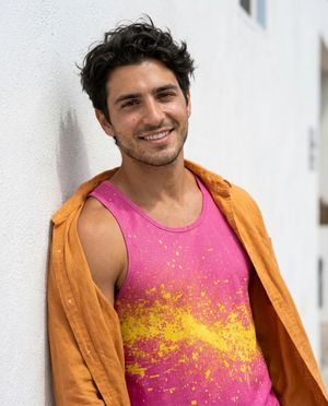 Men's Magenta Yellow Pixelate men's tank tops