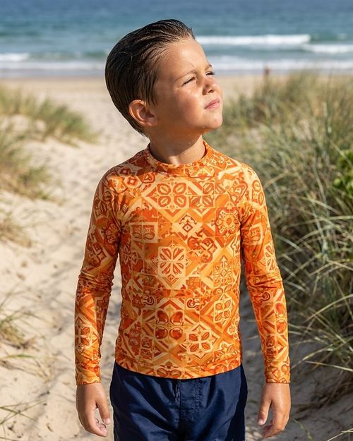 Boys Citrus Orange Helix boys rashguards