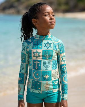 Girls Turquoise Unity girls rashguards