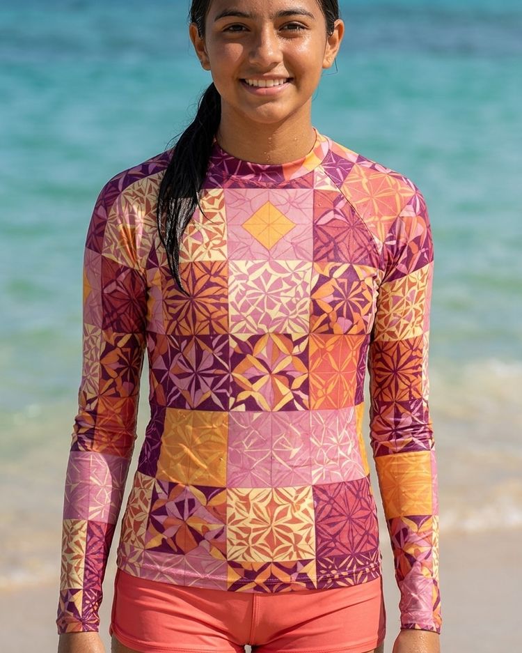 Girls Millennial Pink Pulse girls youth rashguards