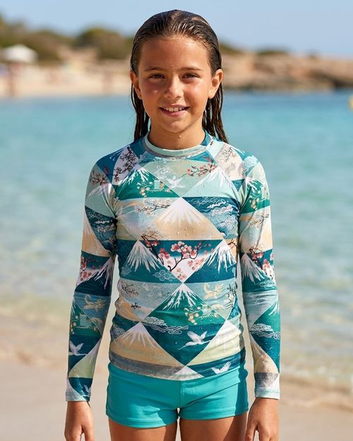 Girls Transformative Teal Zenith girls youth rashguards