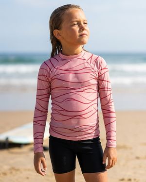 Girls Dusty Rose Aqua girls rashguards