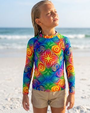 Girls Hot Pink Prism girls rashguards