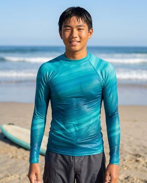 Boys Transformative Teal Ripple boys youth rashguards