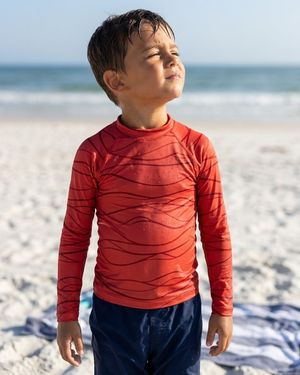 Boys Fiery Red Aqua boys rashguards