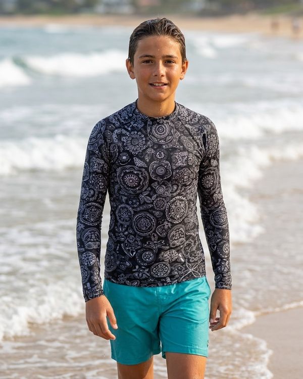 Noir boys youth rashguards