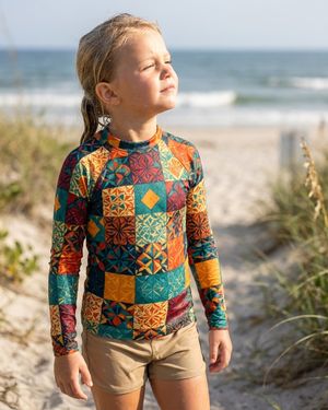 Girls Transformative Teal Pulse girls rashguards