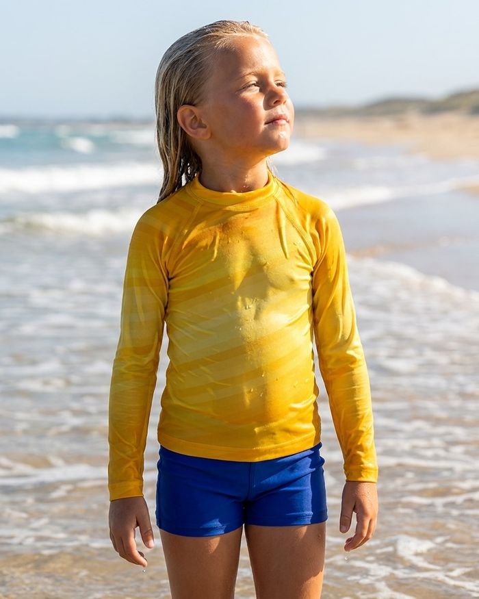 Rashguard — Girls Yellow Ripple